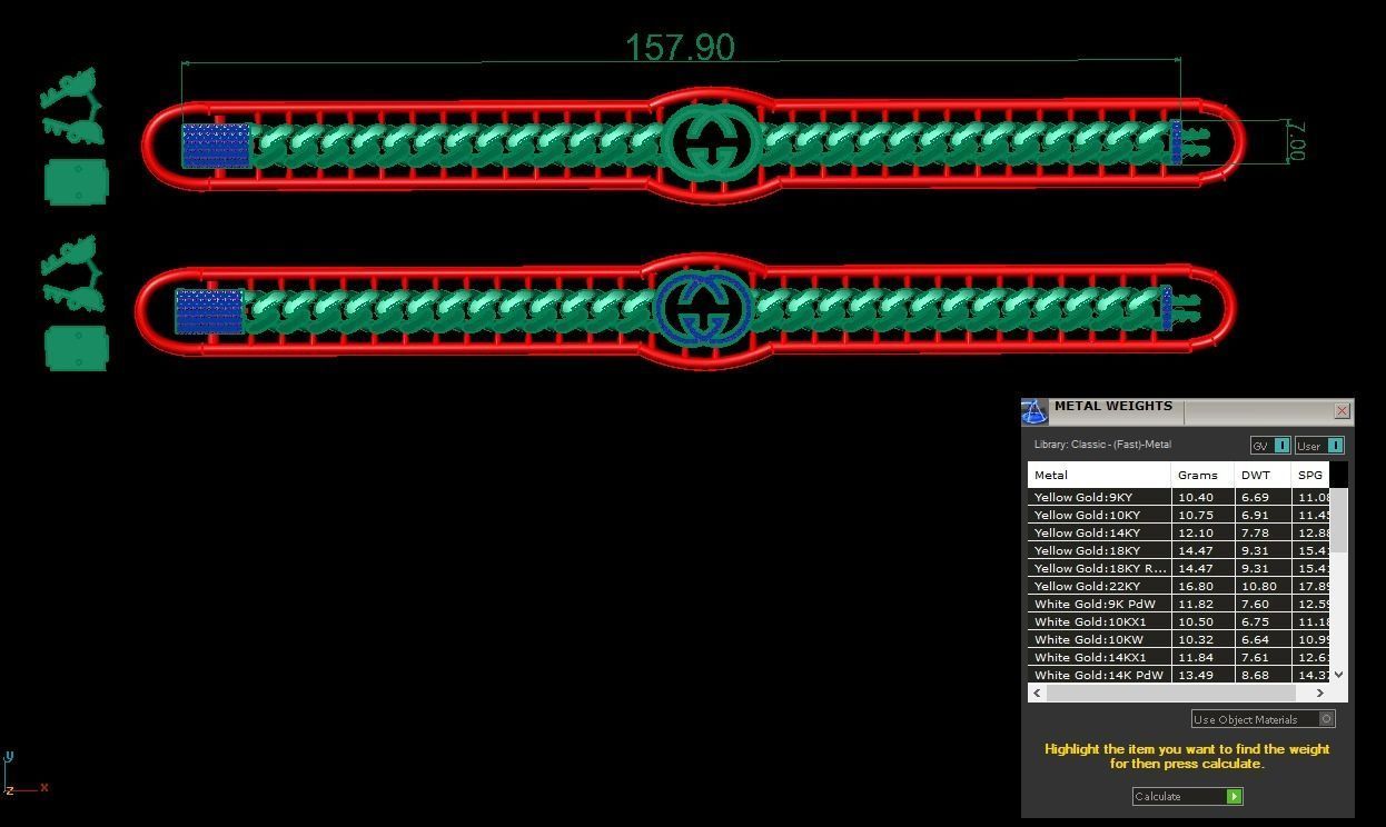 7MM Fusion Cuban Link Chain Bracelet GUCCI 3D print model_5