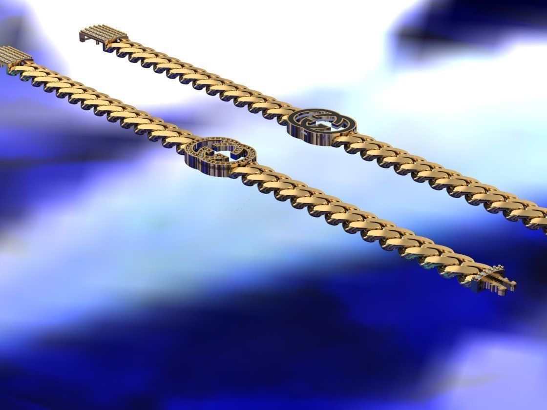7MM Fusion Cuban Link Chain Bracelet GUCCI 3D print model_3