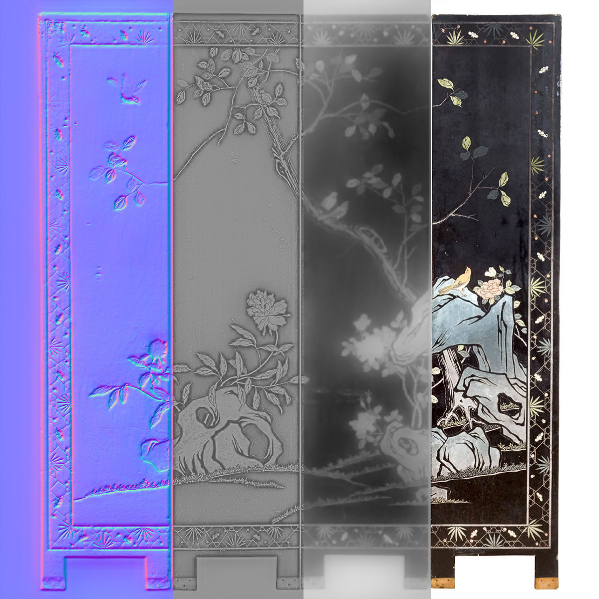 Chinese Black Lacquer Divider 3D model_4