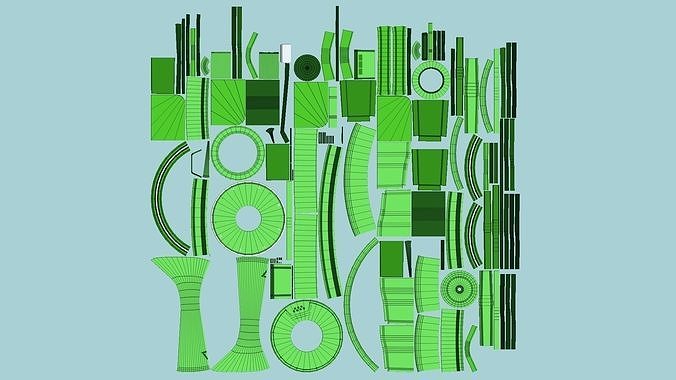 SciFi Facility D06 Green - Sci Fi Exterior Design Low-poly 3D model 6