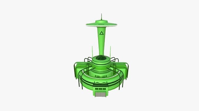 SciFi Facility D06 Green - Sci Fi Exterior Design Low-poly 3D model 2