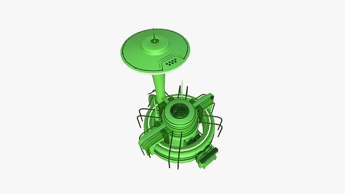 SciFi Facility D06 Green - Sci Fi Exterior Design Low-poly 3D model 3