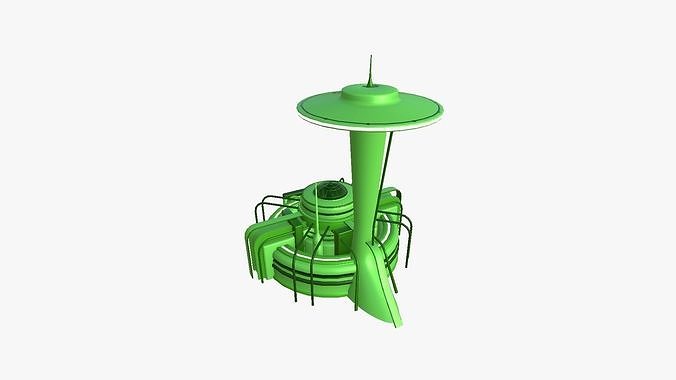 SciFi Facility D06 Green - Sci Fi Exterior Design Low-poly 3D model 5