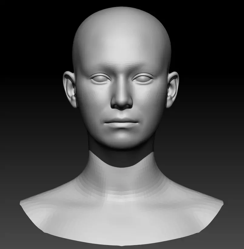 Female Head 1  Low-poly 3D model_0