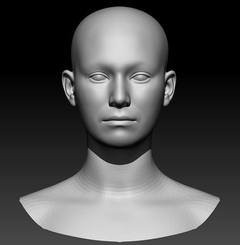 Female Head 1  Low-poly 3D model