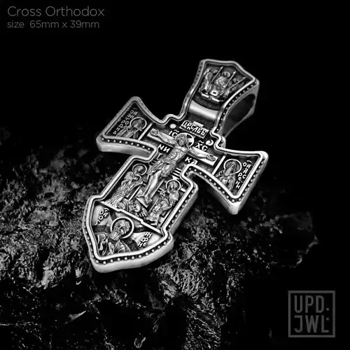 Cross Orthodox Christian SAINTS JESUS silver gold
