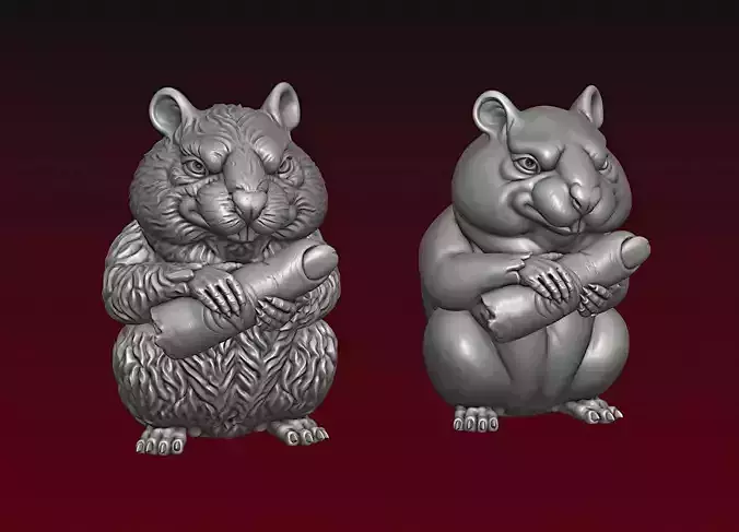 Hamster with human finger 3D print model