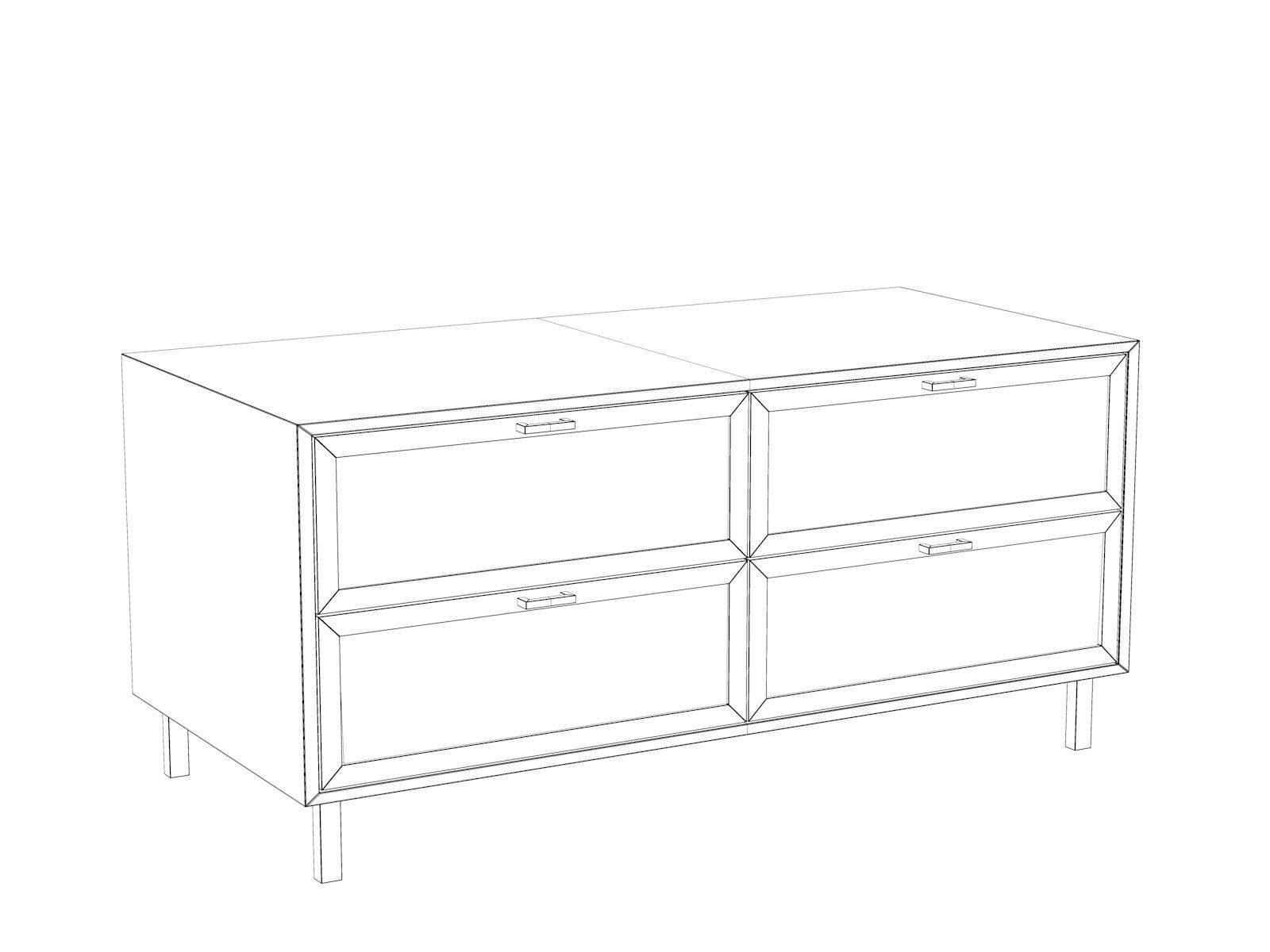 Sideboard 7 chest of drawers in rattan 3D model_4