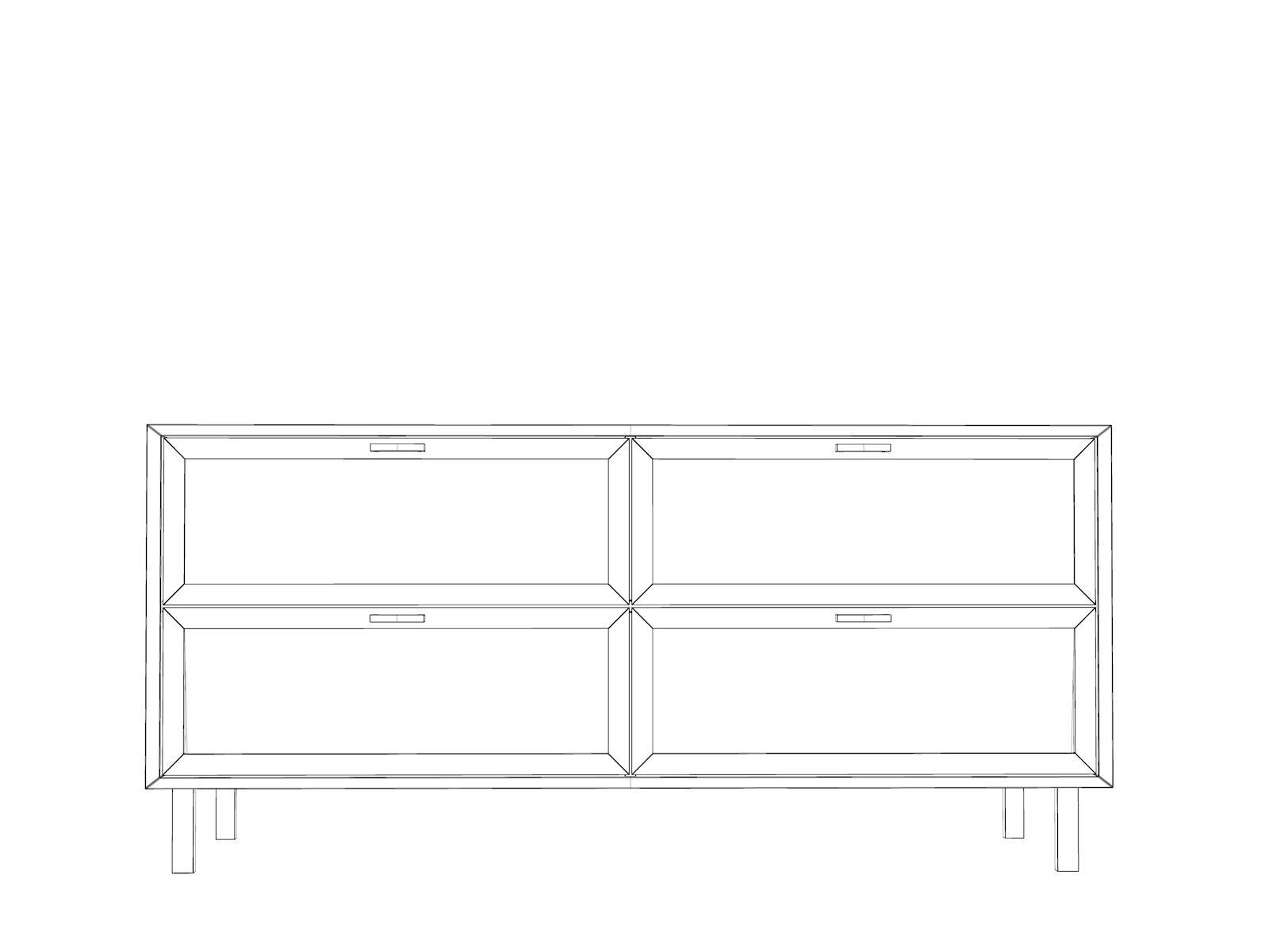 Sideboard 7 chest of drawers in rattan 3D model_3