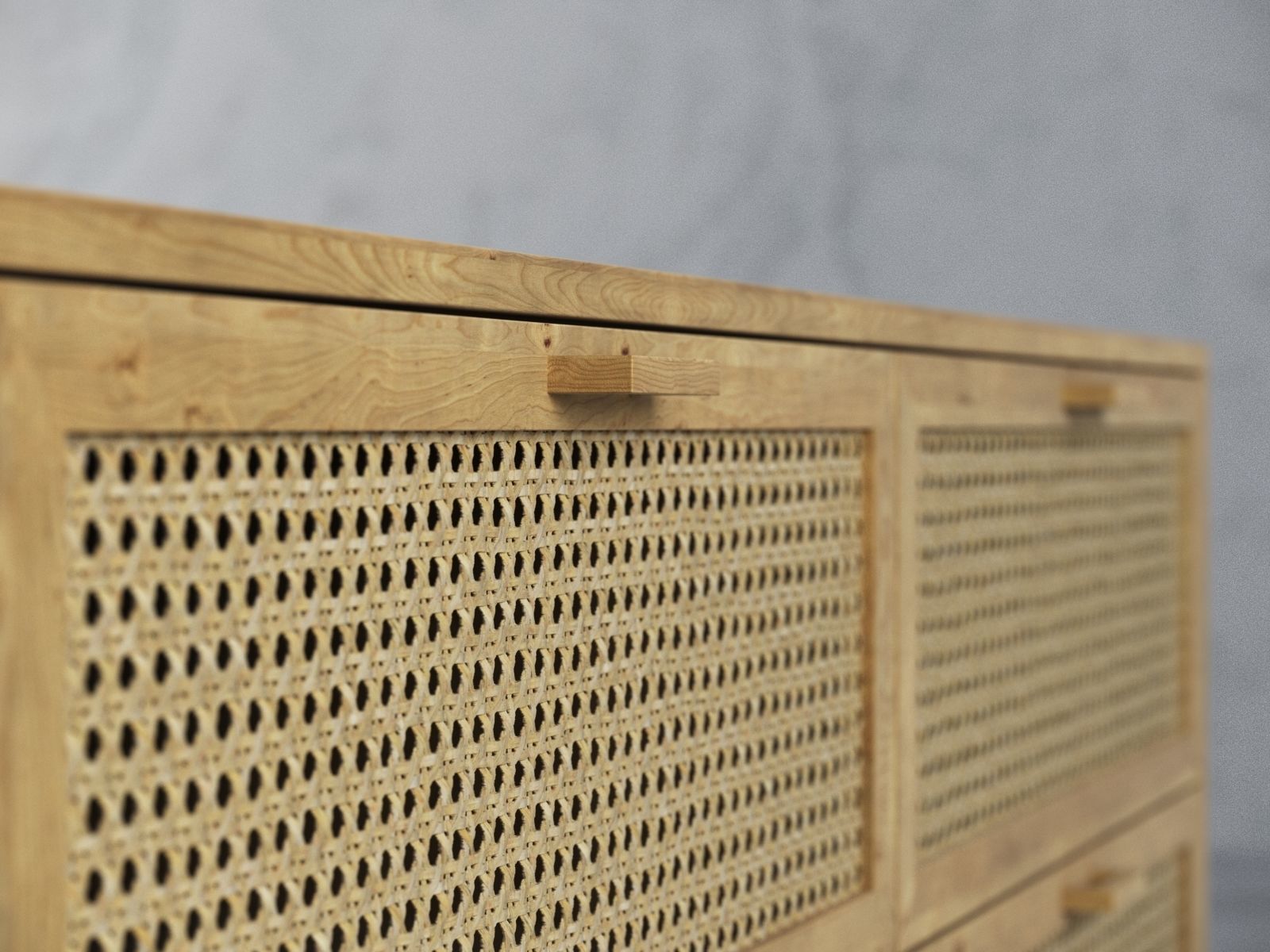 Sideboard 7 chest of drawers in rattan 3D model_2