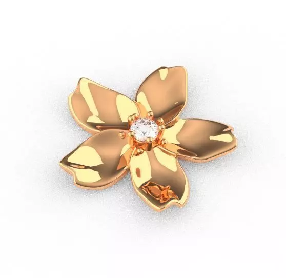 Flower with diamond Free 3D print model