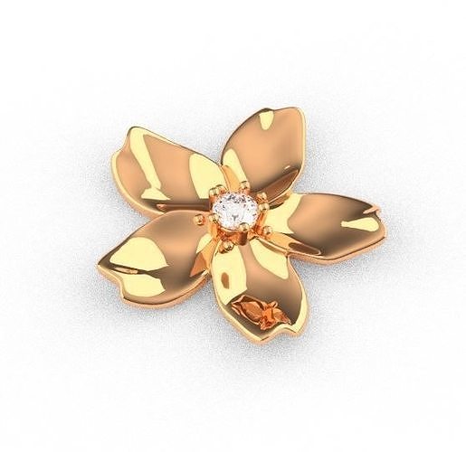 Flower with diamond Free 3D print model