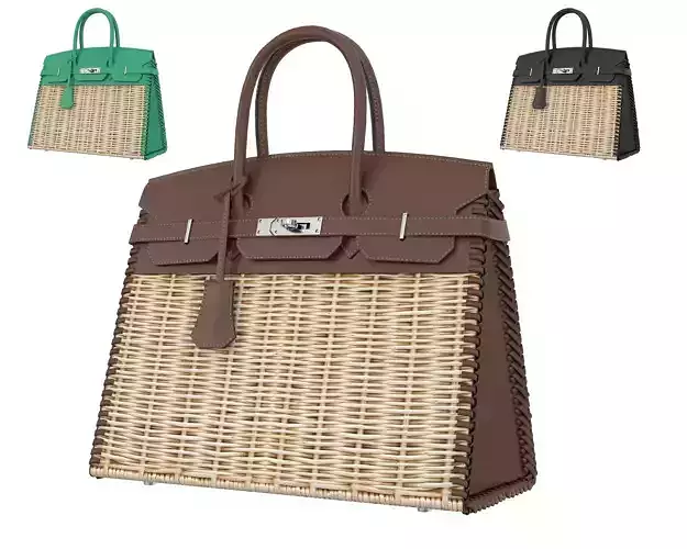 Hermes Picnic Sellier Birkin Bag Low-poly 3D model