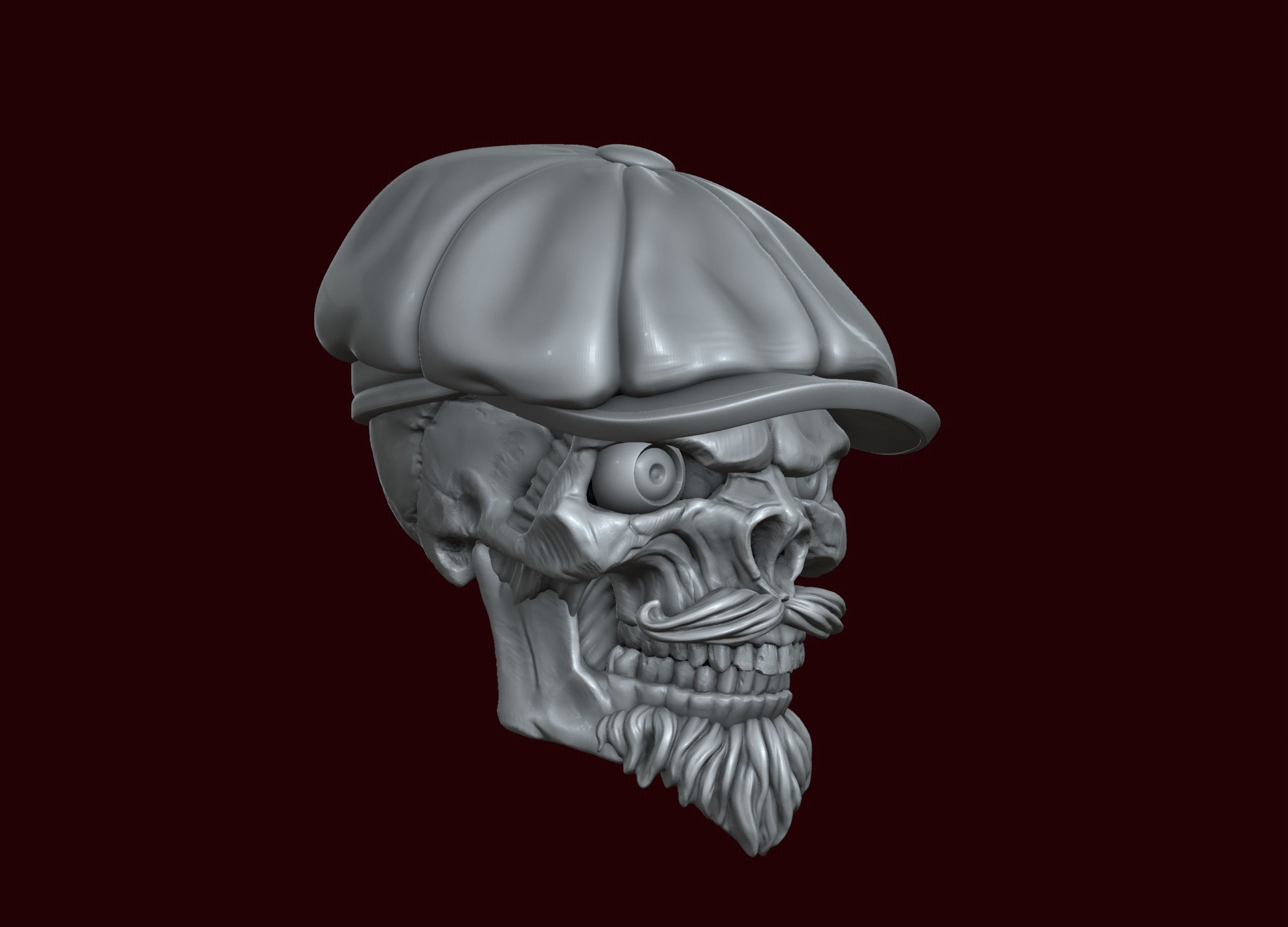 Skull in Eight-Blade Cap 3D print model_10