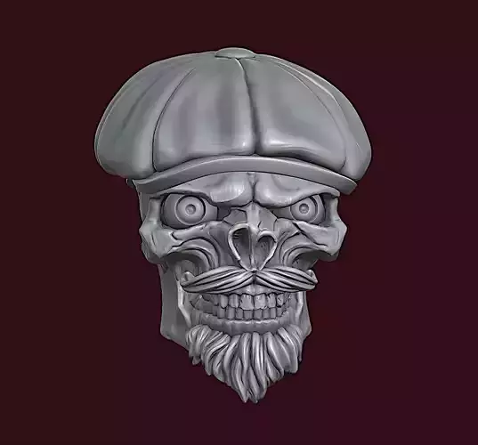 Skull in Eight-Blade Cap 3D print model