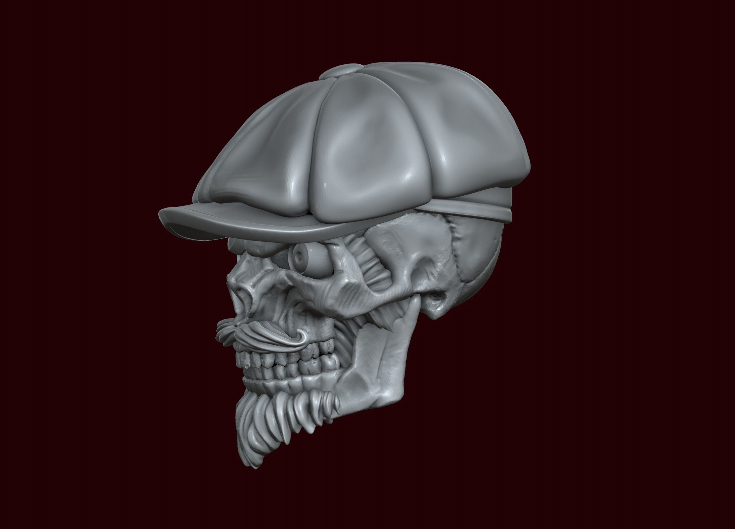 Skull in Eight-Blade Cap 3D print model_4