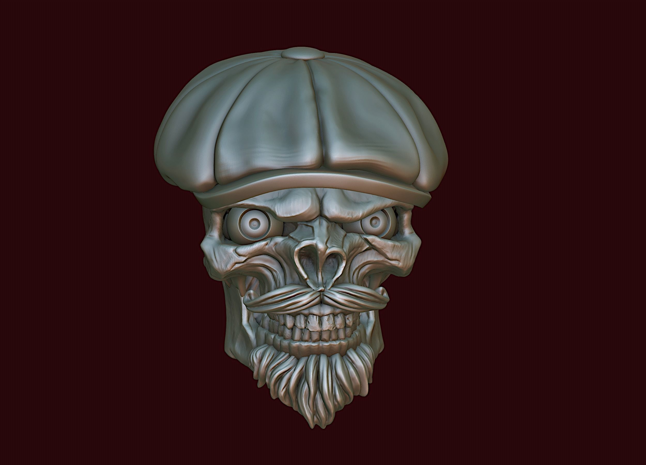 Skull in Eight-Blade Cap 3D print model_1