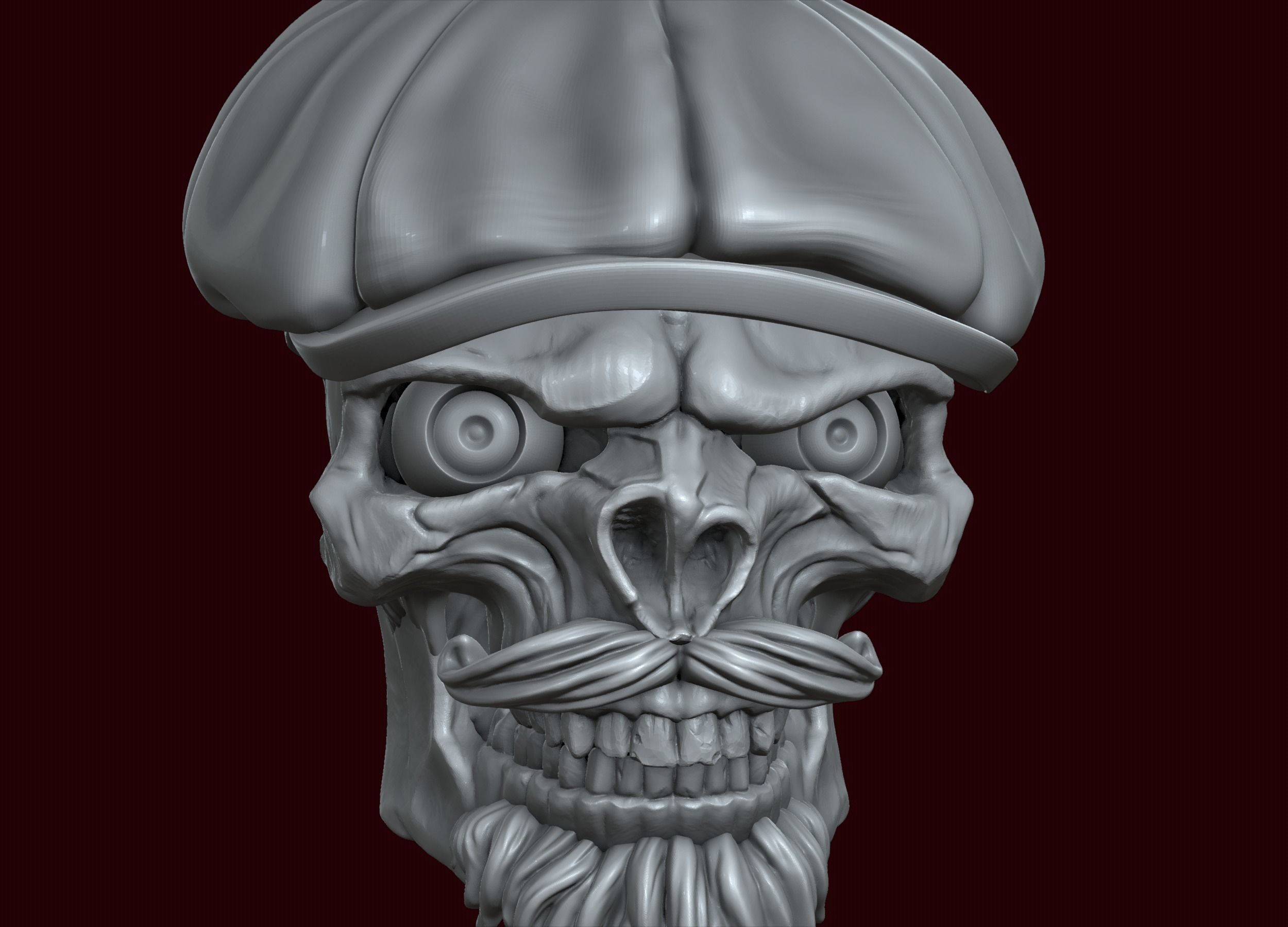 Skull in Eight-Blade Cap 3D print model_23