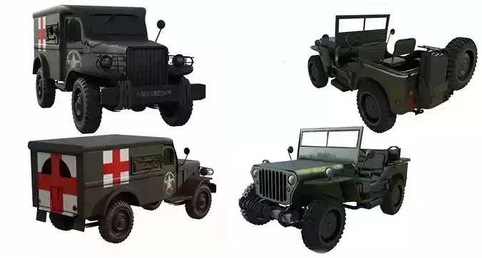 military vehicles Low-poly 3D model