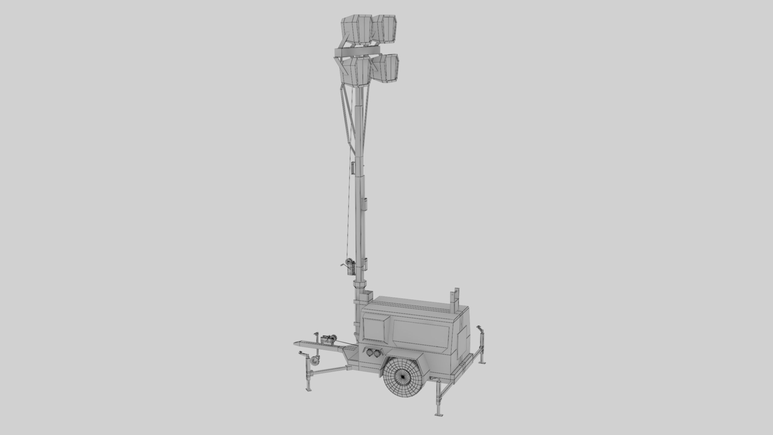Ground Power Units 8K Rusty Mobile  Diesel Light Tower Generator Low-poly 3D model_74