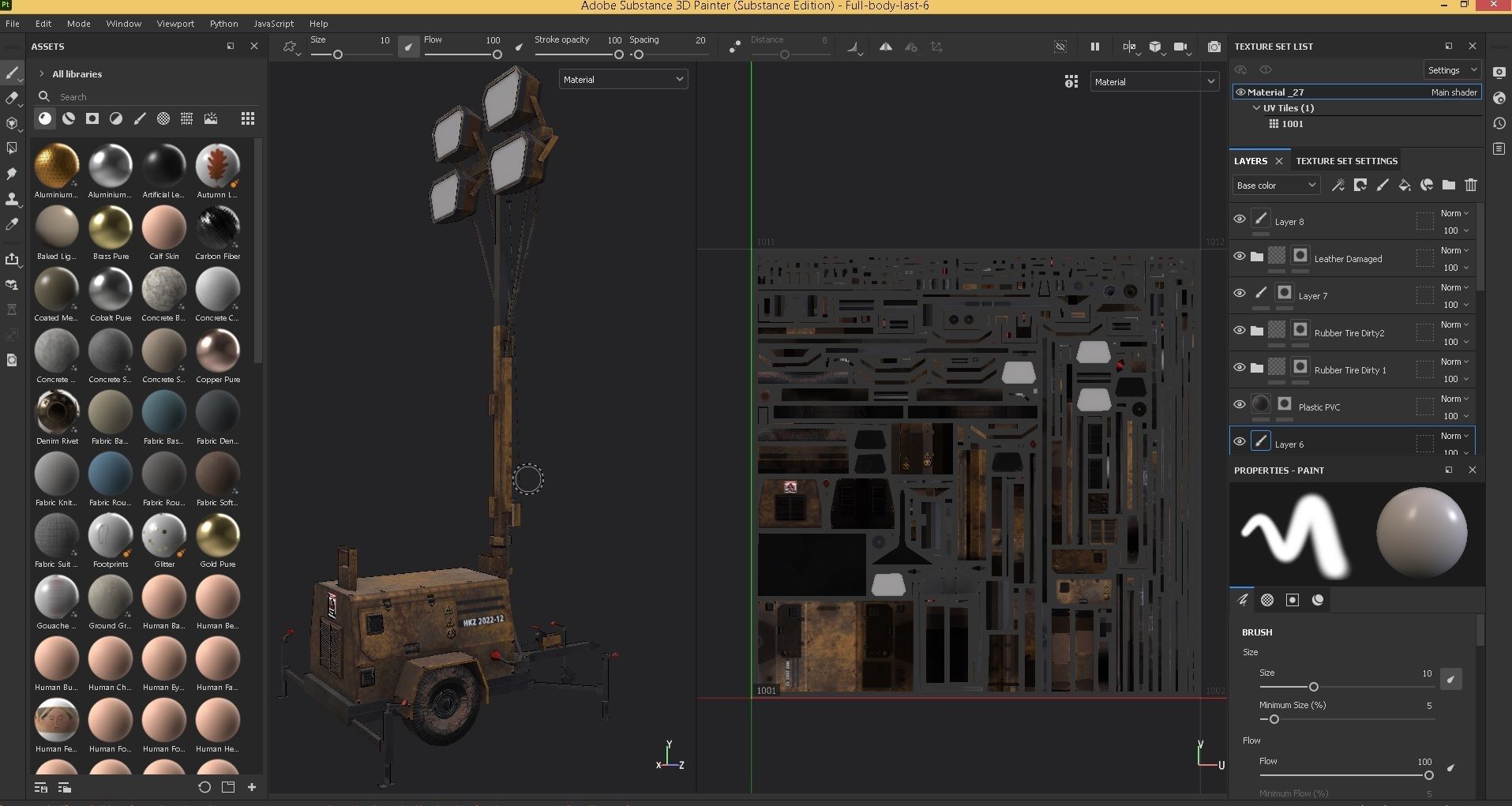 Ground Power Units 8K Rusty Mobile  Diesel Light Tower Generator Low-poly 3D model_9
