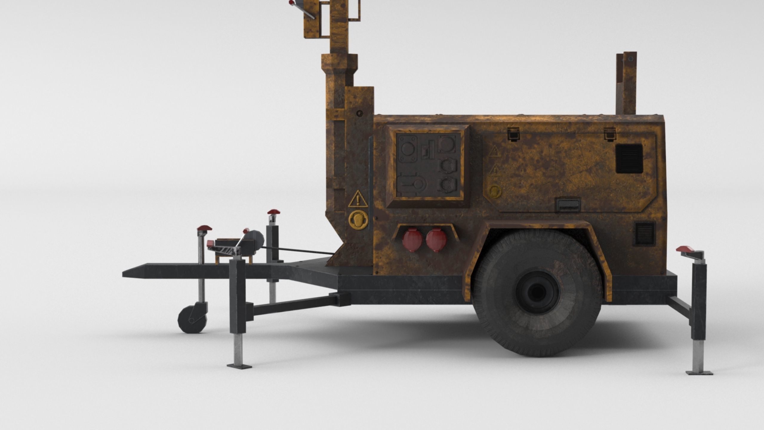 Ground Power Units 8K Rusty Mobile  Diesel Light Tower Generator Low-poly 3D model_51