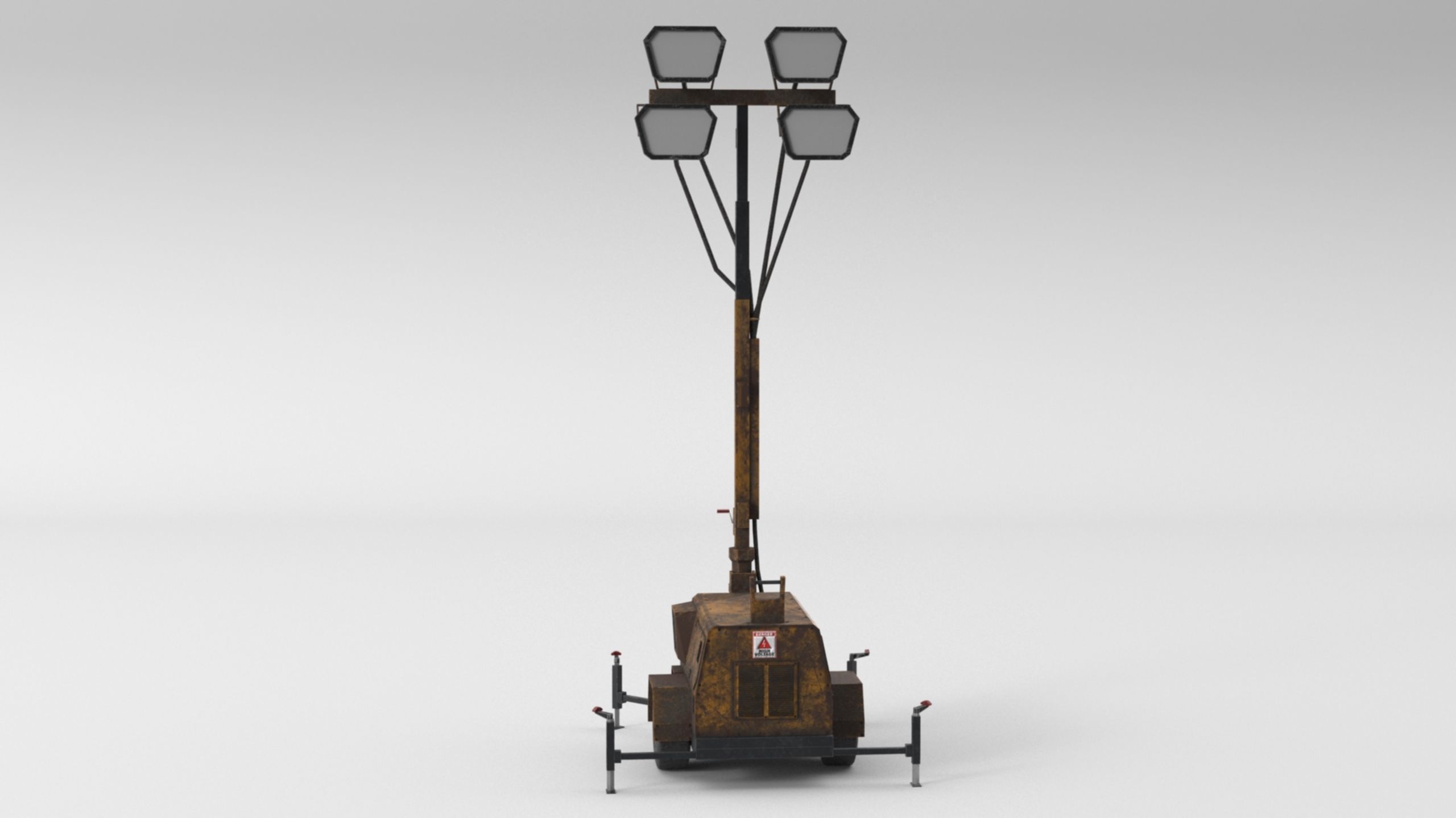 Ground Power Units 8K Rusty Mobile  Diesel Light Tower Generator Low-poly 3D model_22