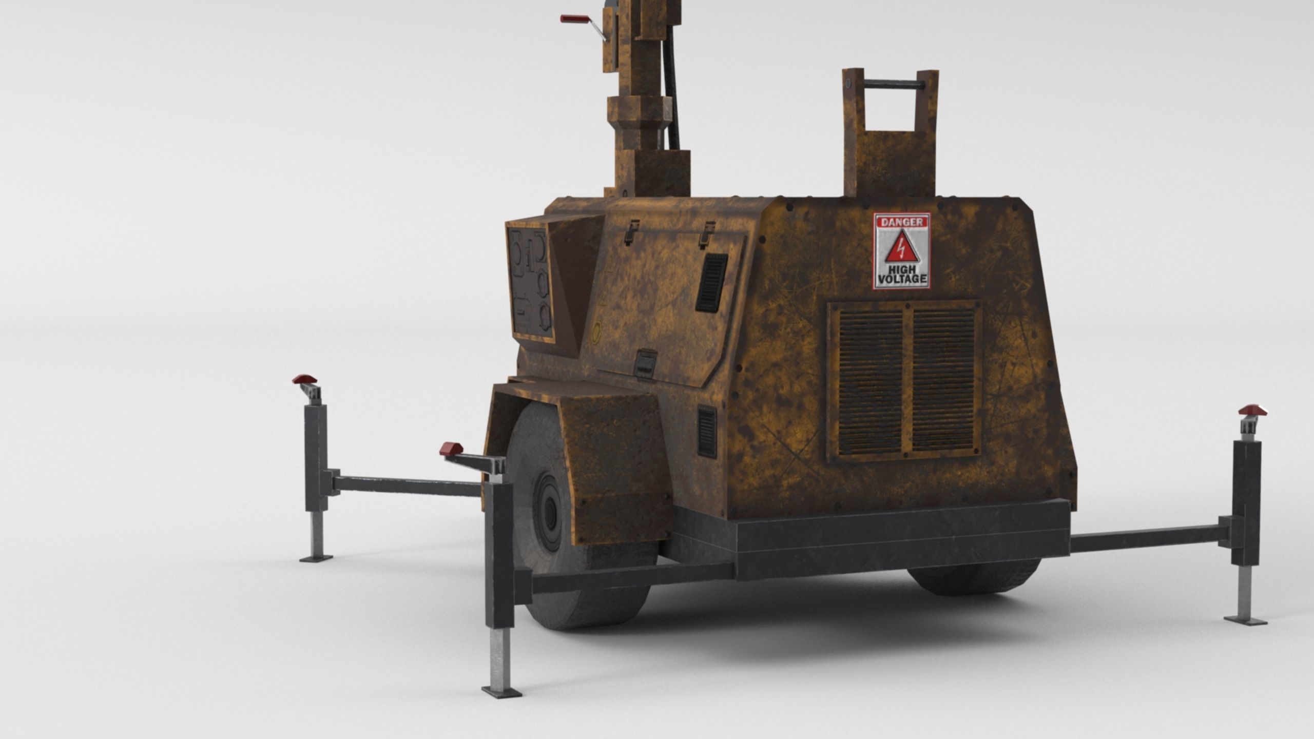 Ground Power Units 8K Rusty Mobile  Diesel Light Tower Generator Low-poly 3D model_46