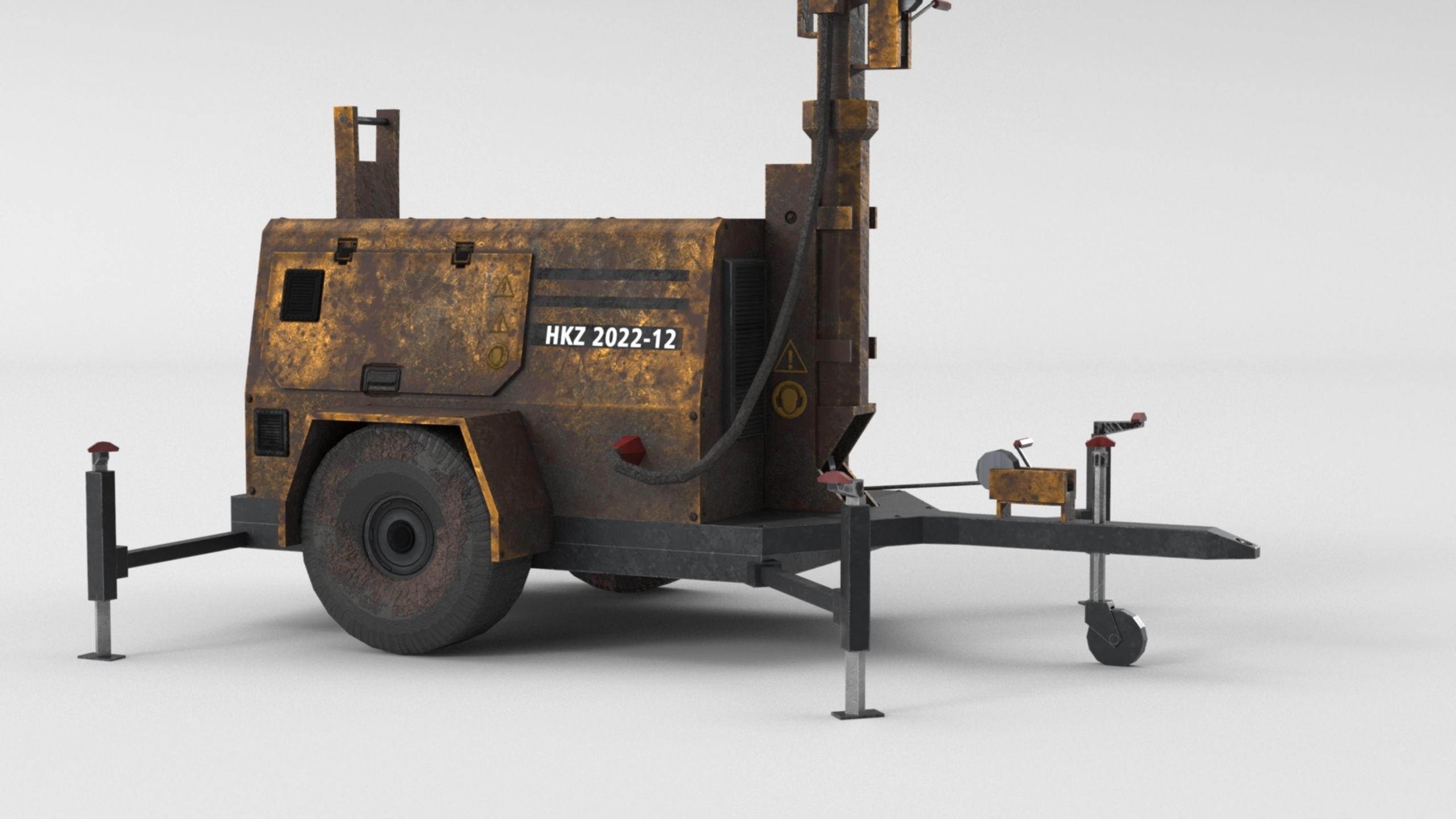 Ground Power Units 8K Rusty Mobile  Diesel Light Tower Generator Low-poly 3D model_56