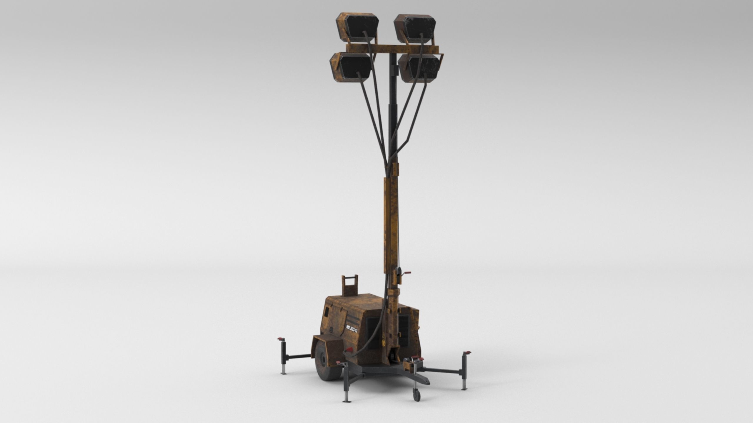 Ground Power Units 8K Rusty Mobile  Diesel Light Tower Generator Low-poly 3D model_30
