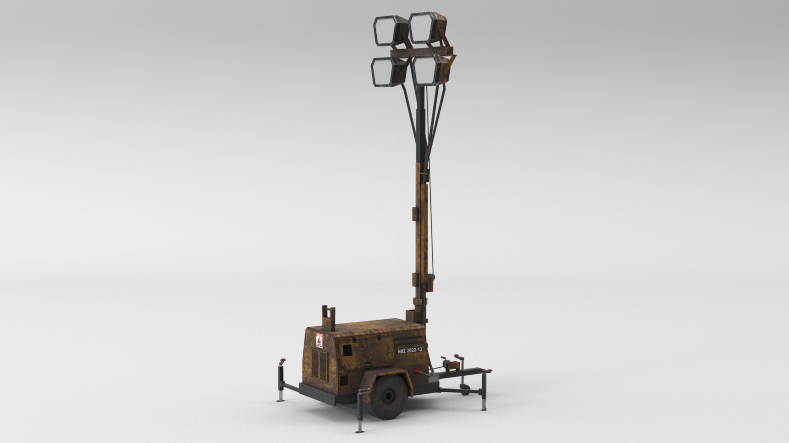 Ground Power Units 8K Rusty Mobile  Diesel Light Tower Generator Low-poly 3D model_37