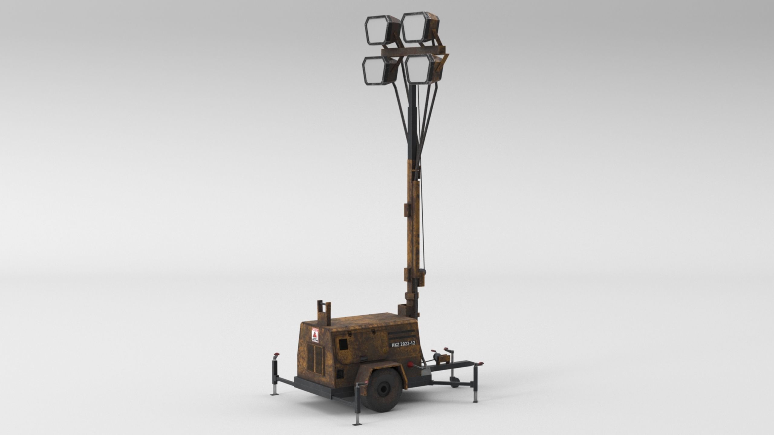 Ground Power Units 8K Rusty Mobile  Diesel Light Tower Generator Low-poly 3D model_40