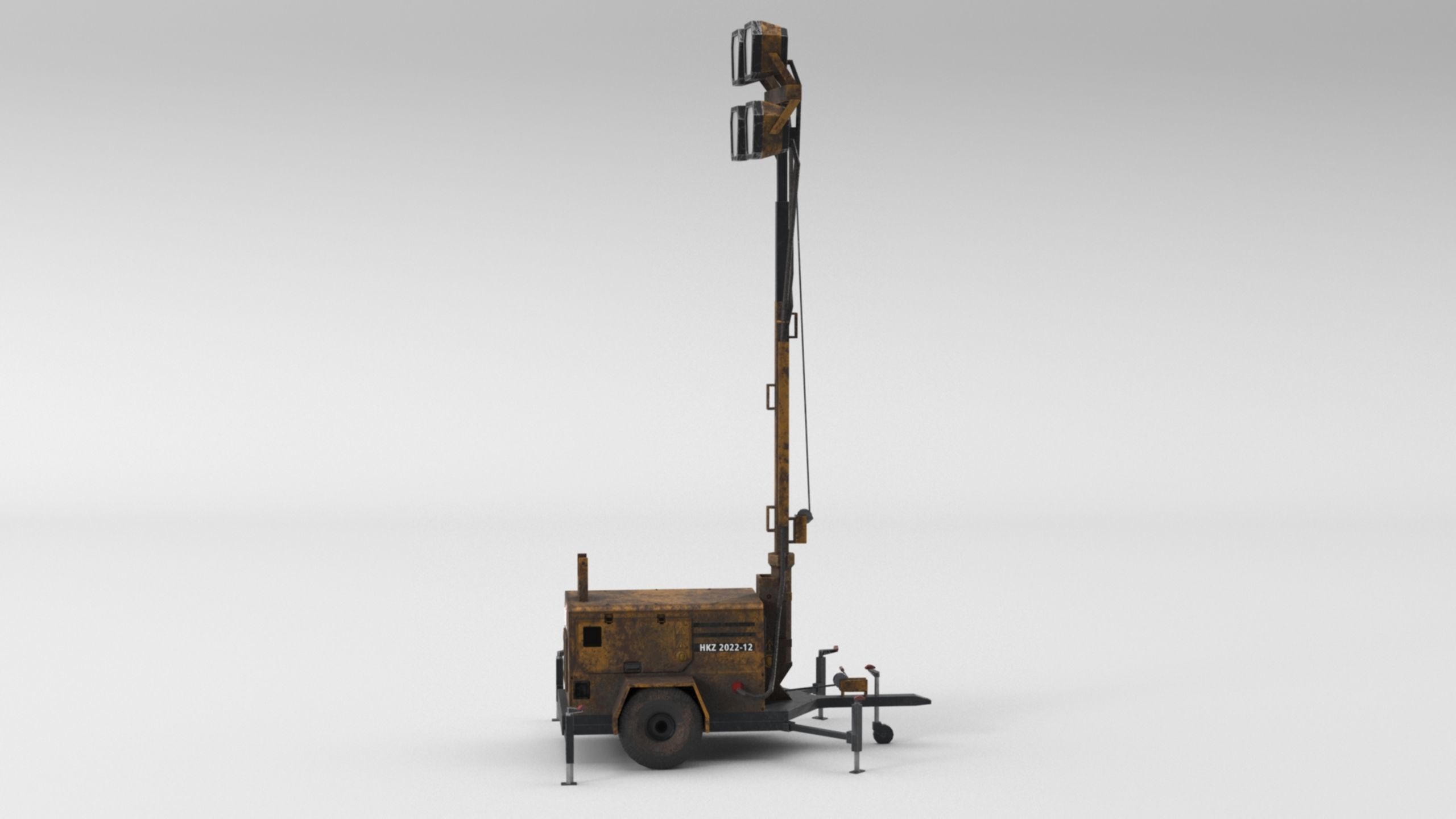 Ground Power Units 8K Rusty Mobile  Diesel Light Tower Generator Low-poly 3D model_36