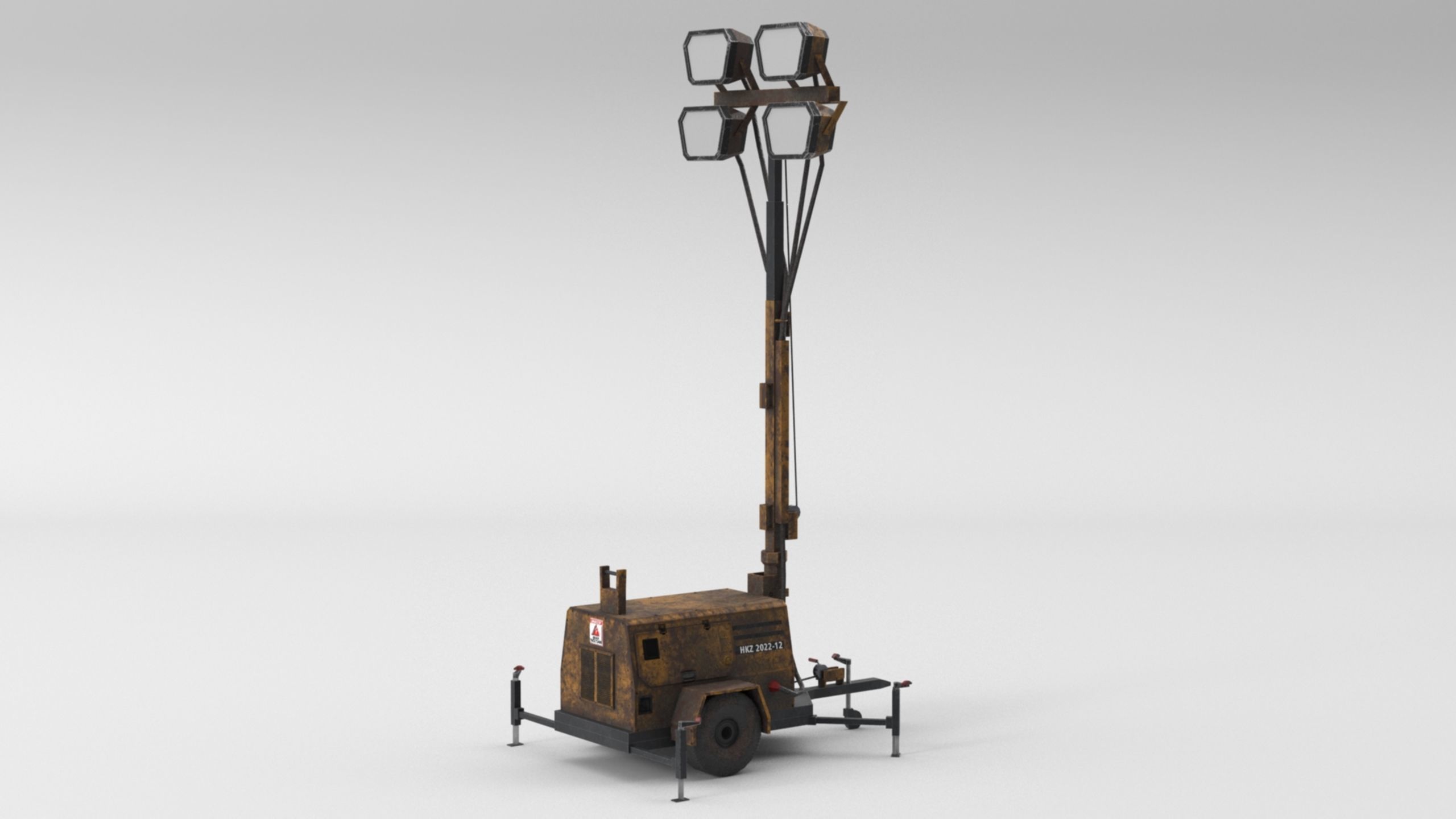 Ground Power Units 8K Rusty Mobile  Diesel Light Tower Generator Low-poly 3D model_19