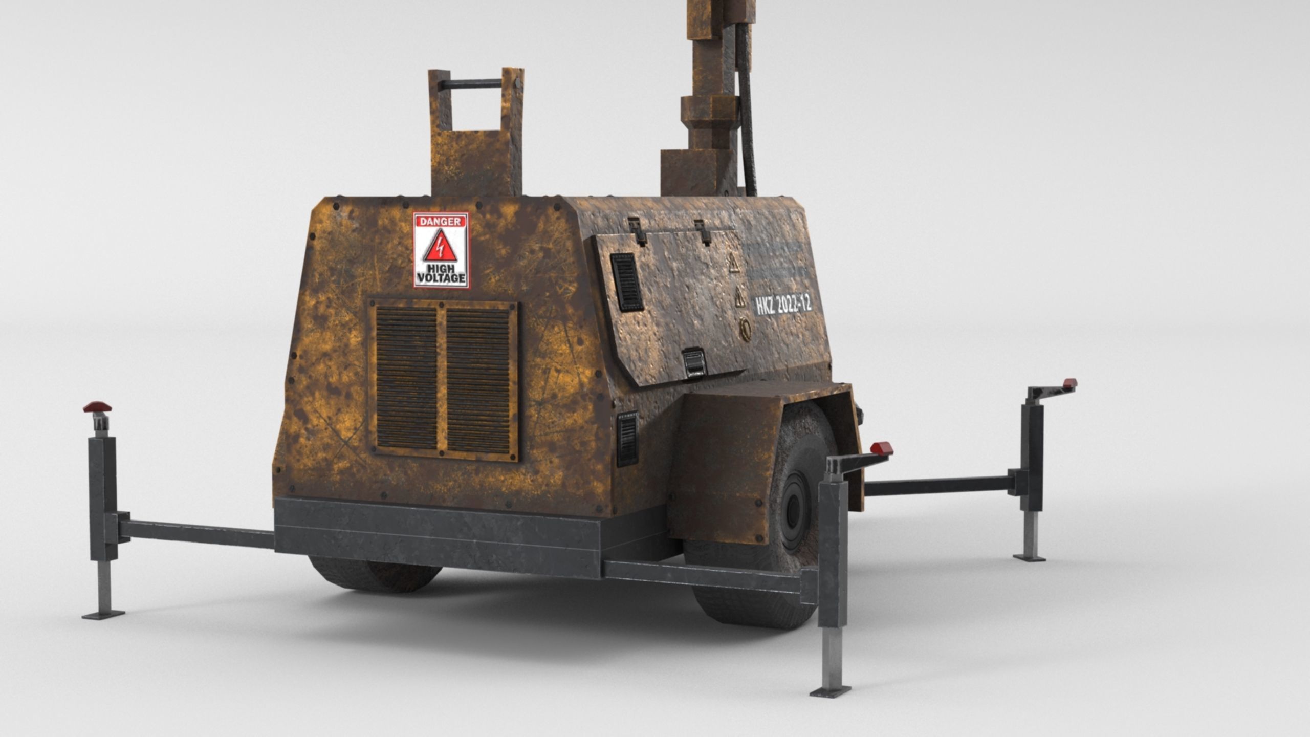 Ground Power Units 8K Rusty Mobile  Diesel Light Tower Generator Low-poly 3D model_45