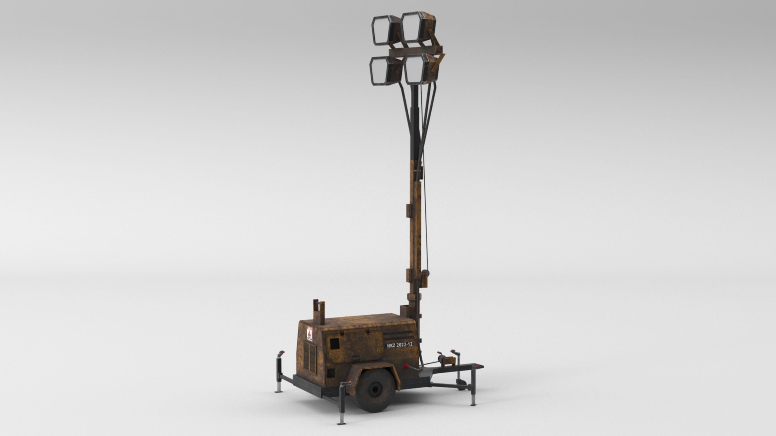 Ground Power Units 8K Rusty Mobile  Diesel Light Tower Generator Low-poly 3D model_39