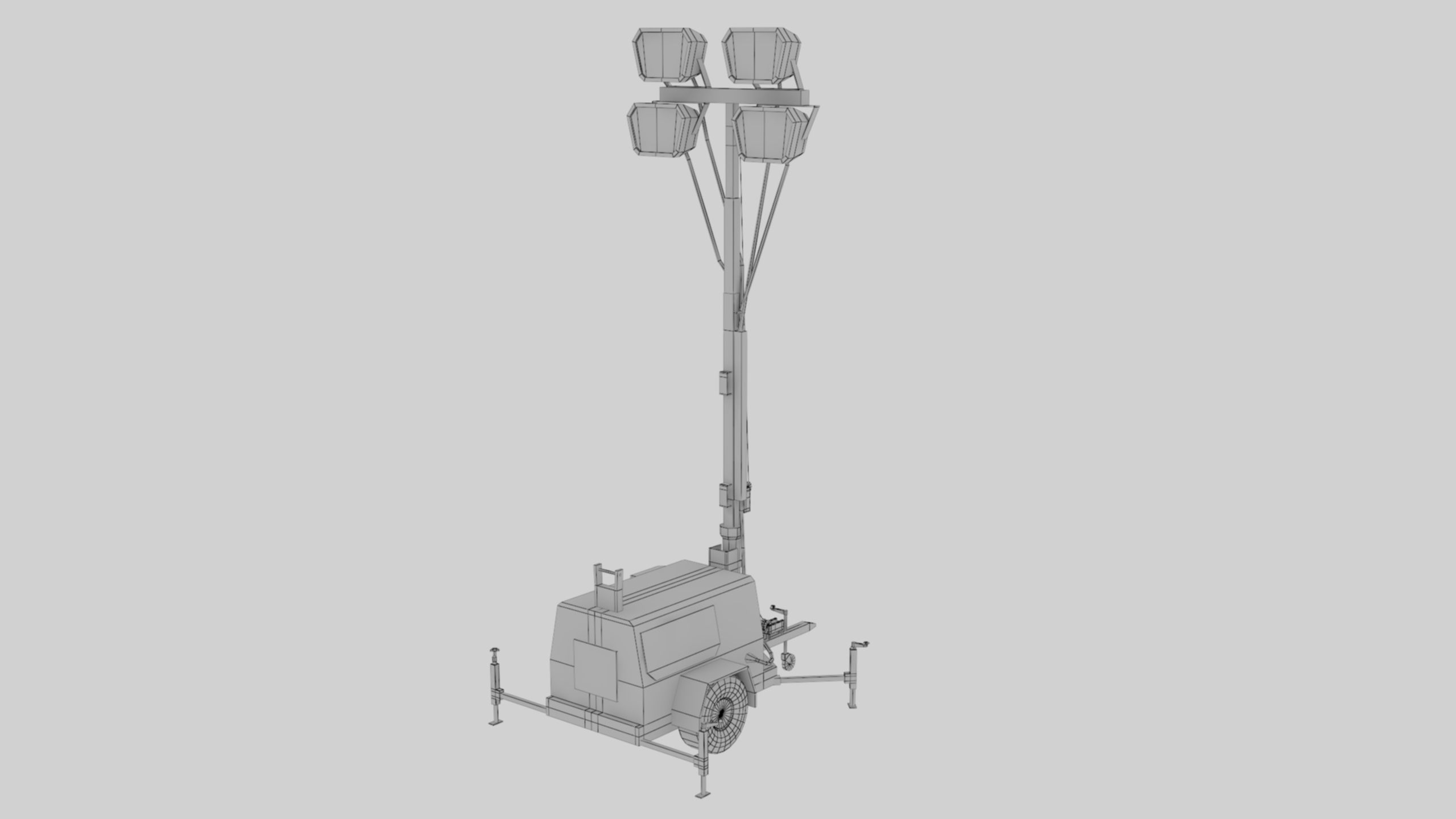 Ground Power Units 8K Rusty Mobile  Diesel Light Tower Generator Low-poly 3D model_68