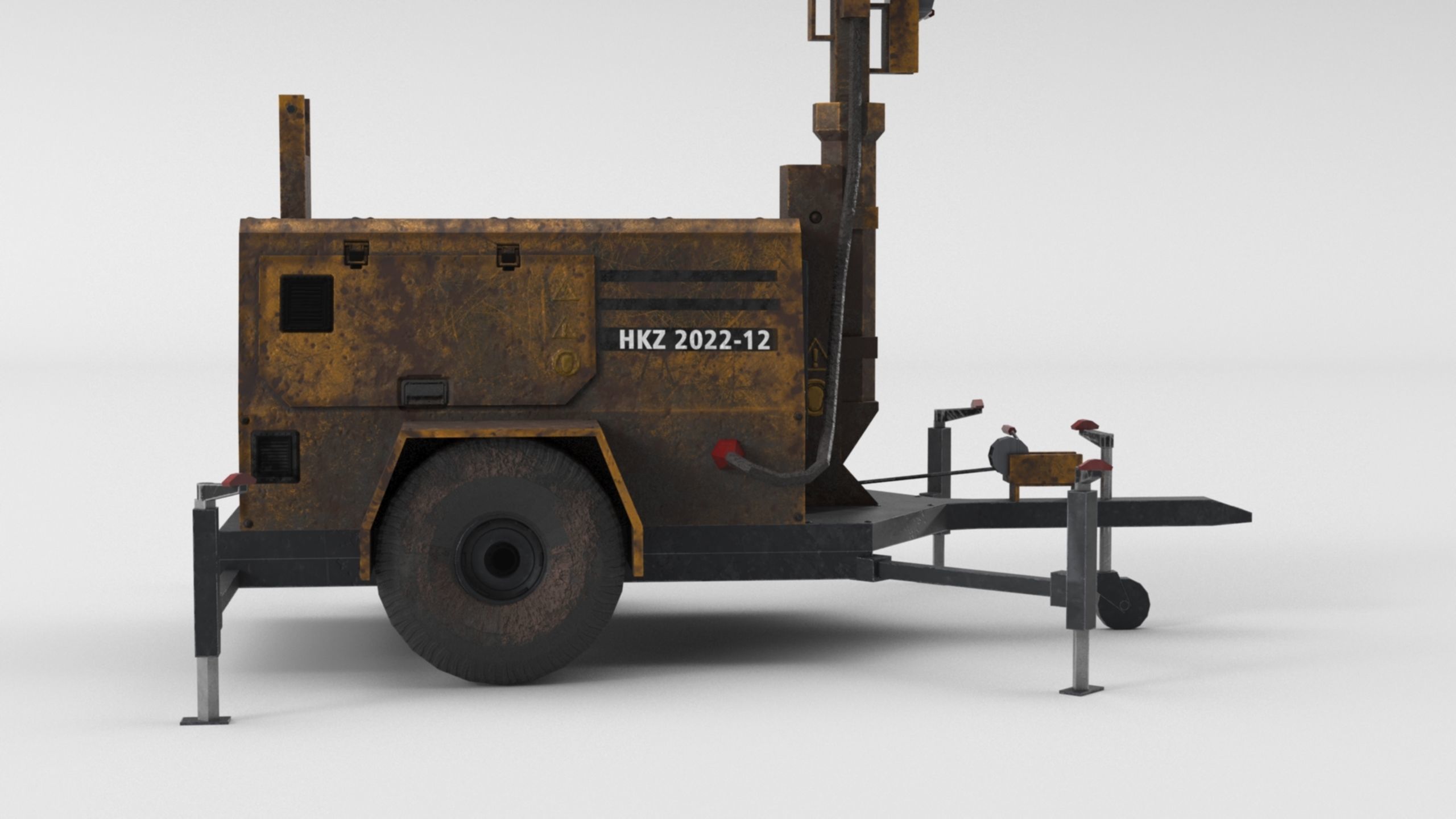 Ground Power Units 8K Rusty Mobile  Diesel Light Tower Generator Low-poly 3D model_59
