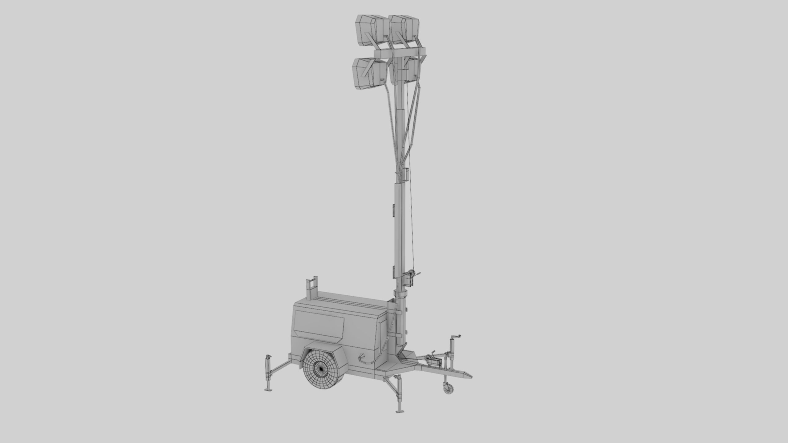 Ground Power Units 8K Rusty Mobile  Diesel Light Tower Generator Low-poly 3D model_86