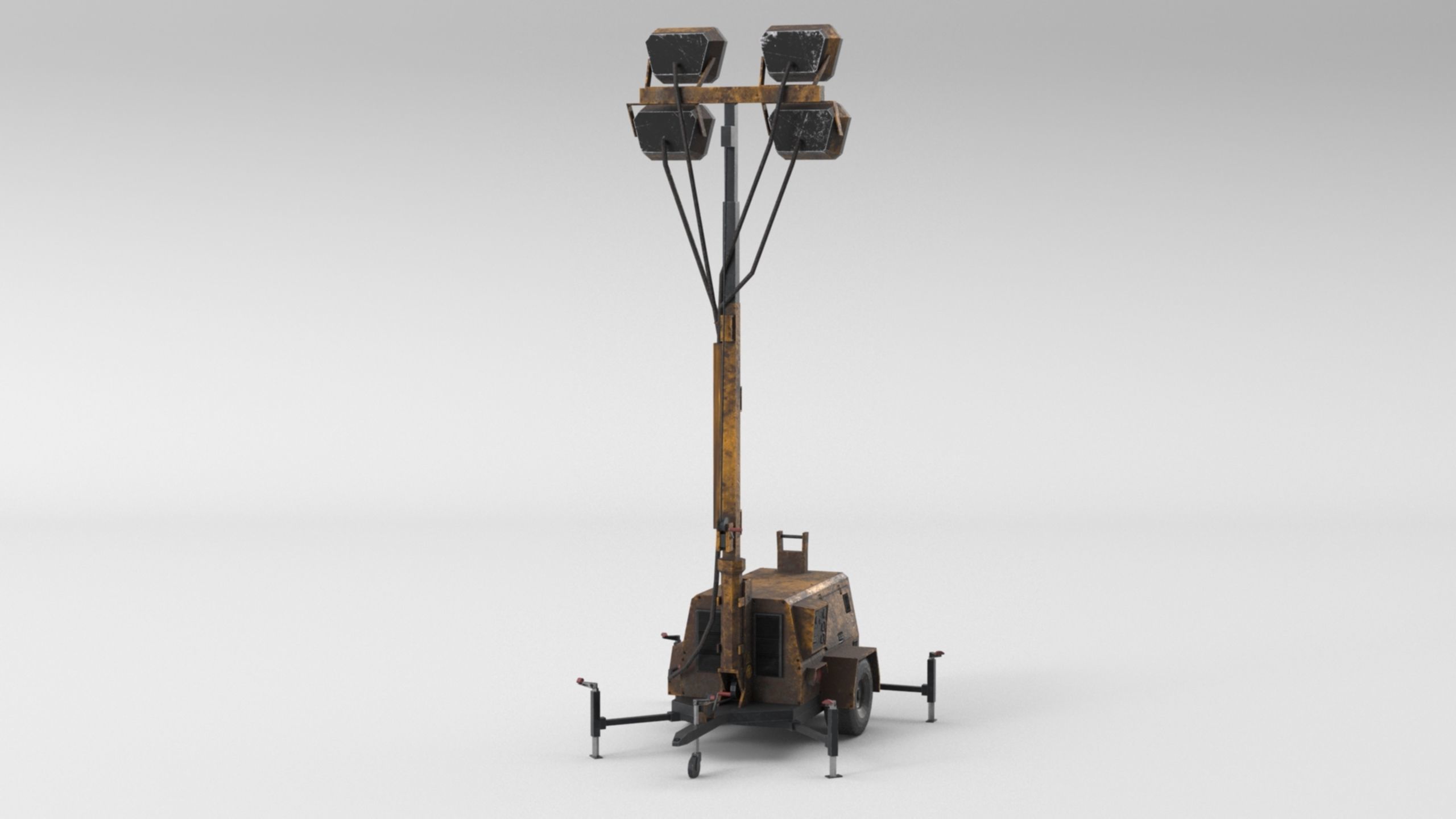 Ground Power Units 8K Rusty Mobile  Diesel Light Tower Generator Low-poly 3D model_31
