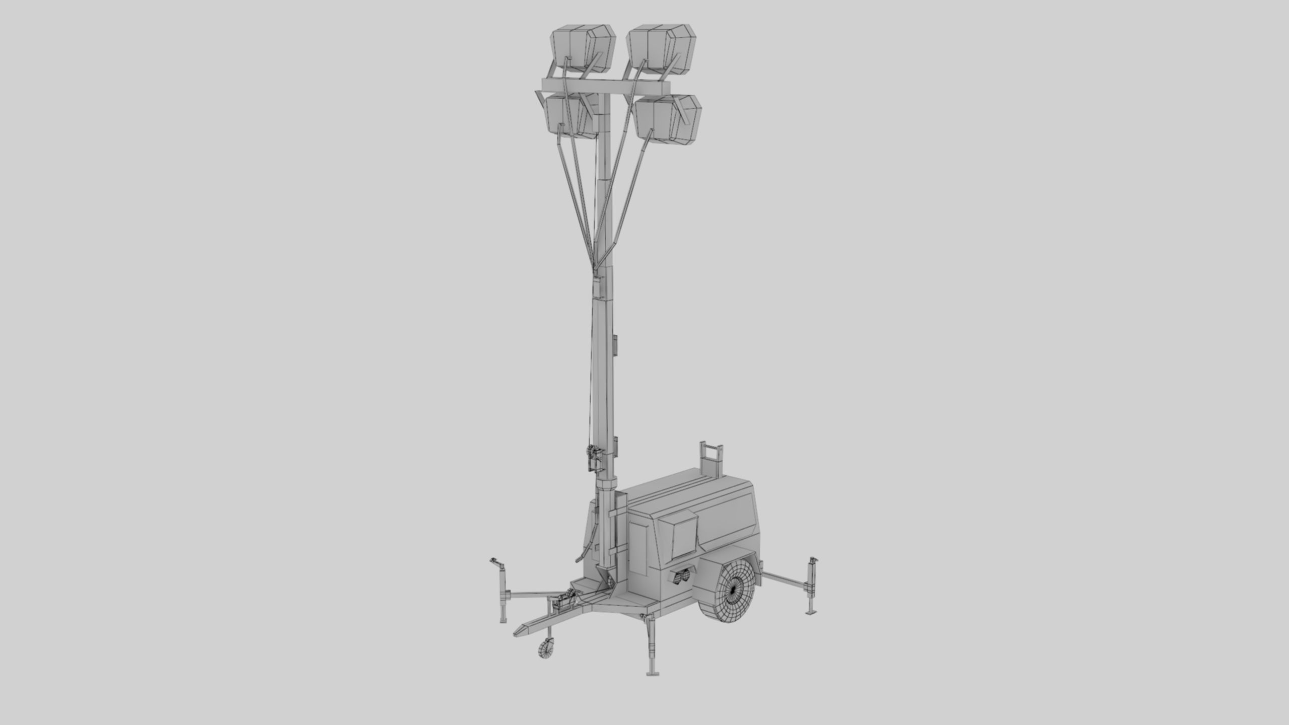 Ground Power Units 8K Rusty Mobile  Diesel Light Tower Generator Low-poly 3D model_76