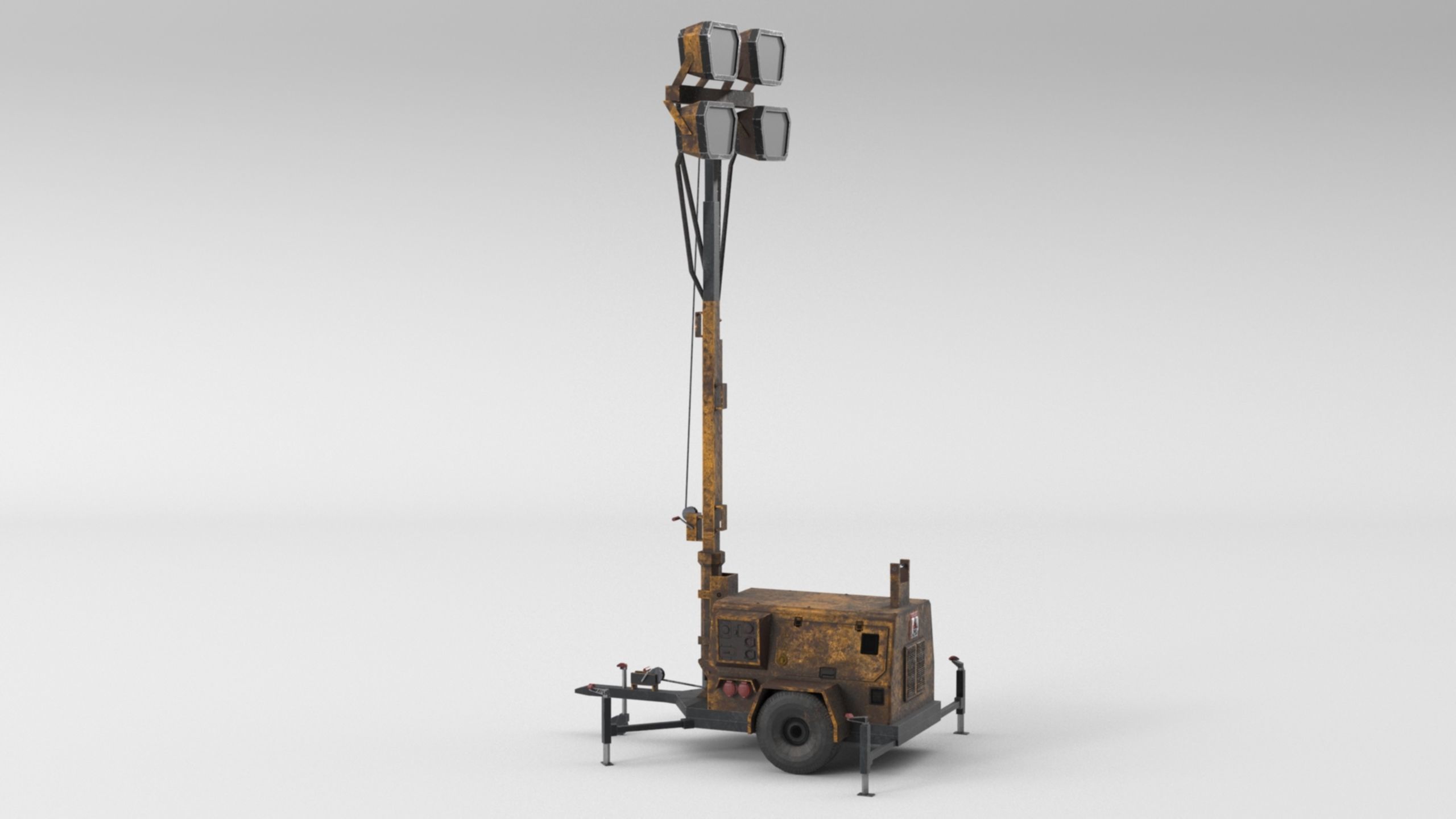 Ground Power Units 8K Rusty Mobile  Diesel Light Tower Generator Low-poly 3D model_27