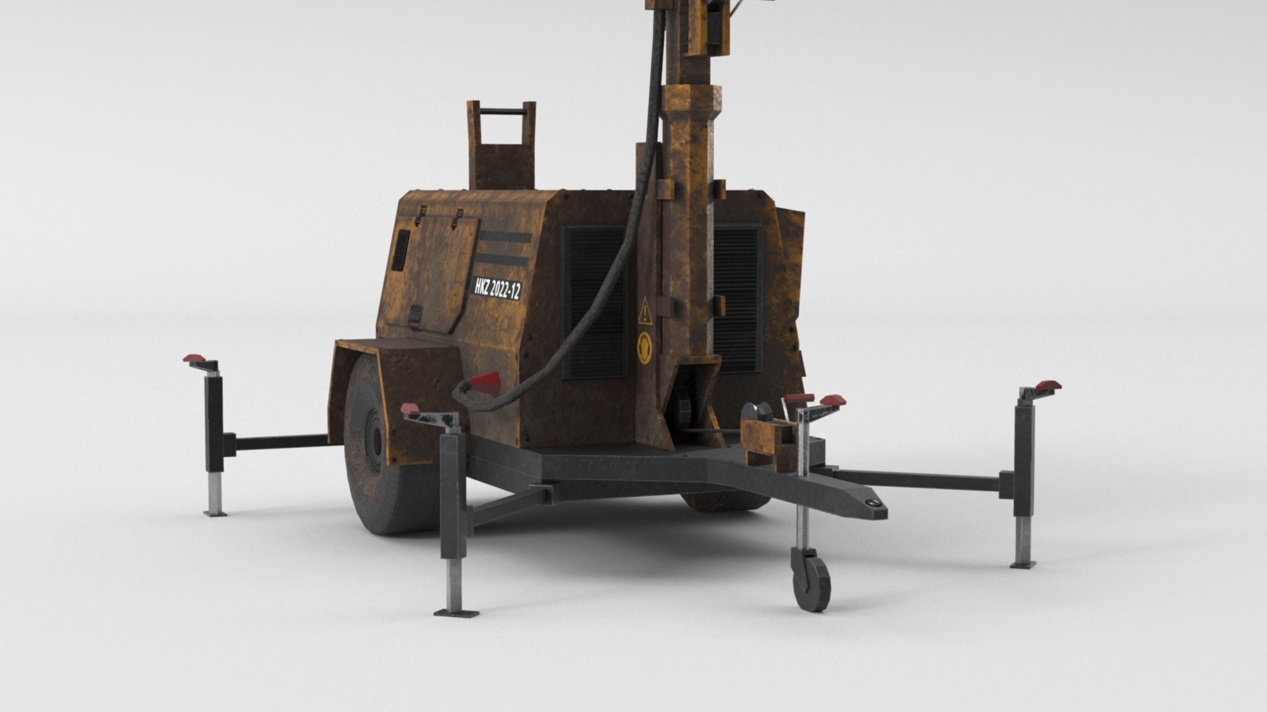 Ground Power Units 8K Rusty Mobile  Diesel Light Tower Generator Low-poly 3D model_57