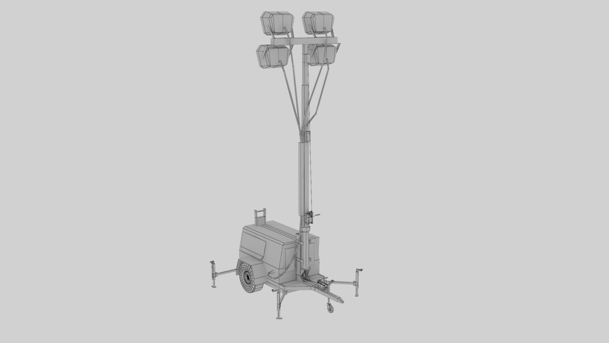 Ground Power Units 8K Rusty Mobile  Diesel Light Tower Generator Low-poly 3D model_78