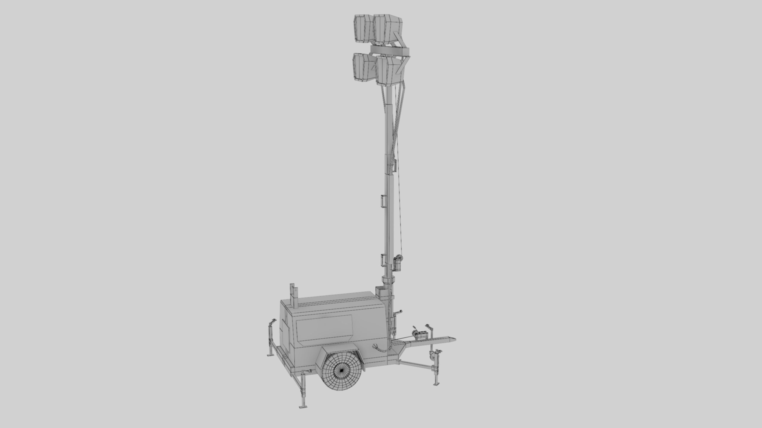 Ground Power Units 8K Rusty Mobile  Diesel Light Tower Generator Low-poly 3D model_65