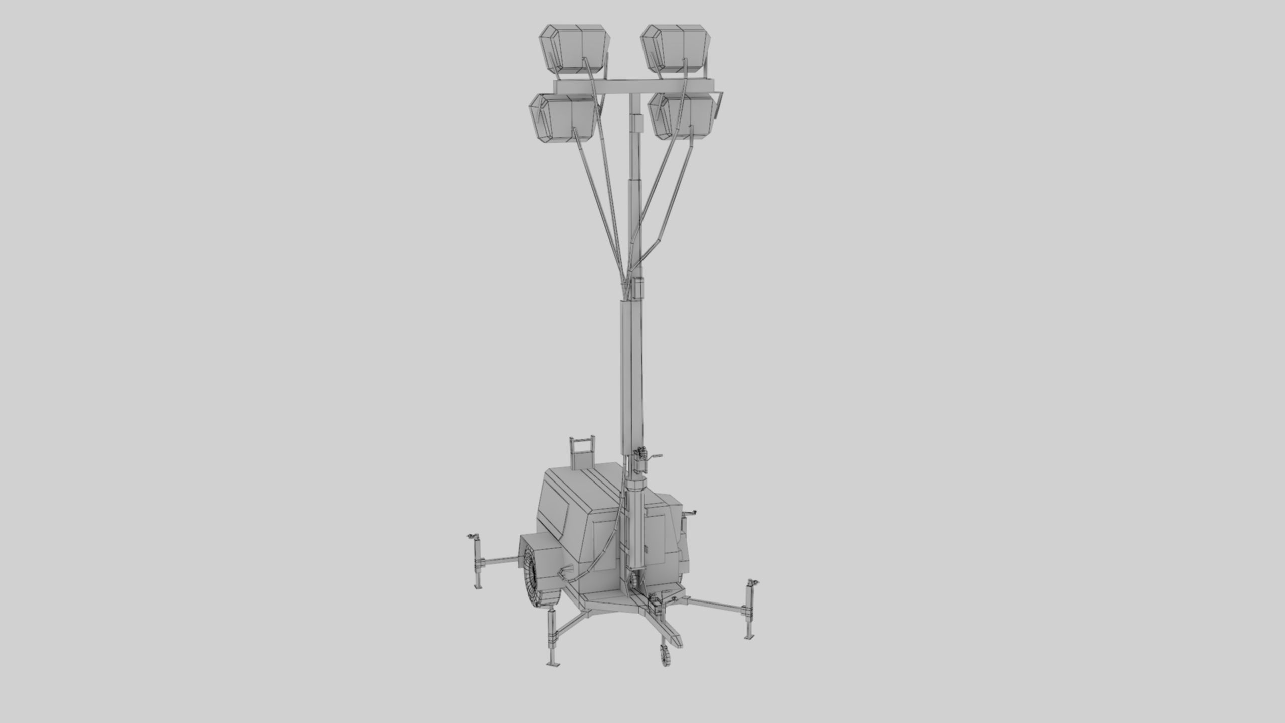 Ground Power Units 8K Rusty Mobile  Diesel Light Tower Generator Low-poly 3D model_84