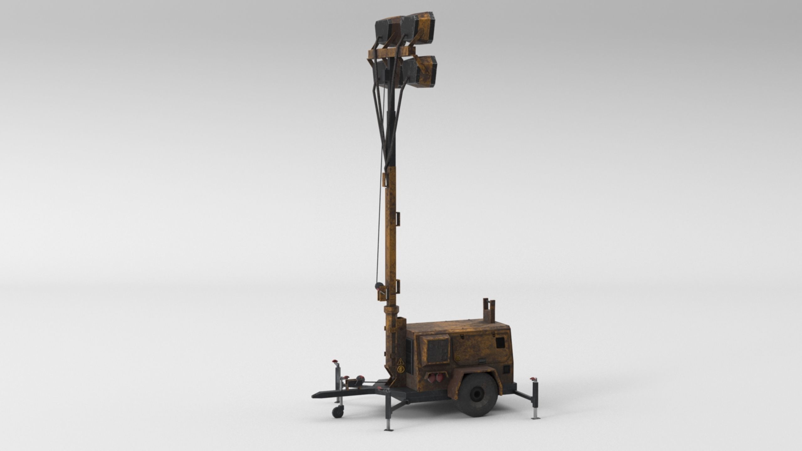 Ground Power Units 8K Rusty Mobile  Diesel Light Tower Generator Low-poly 3D model_29