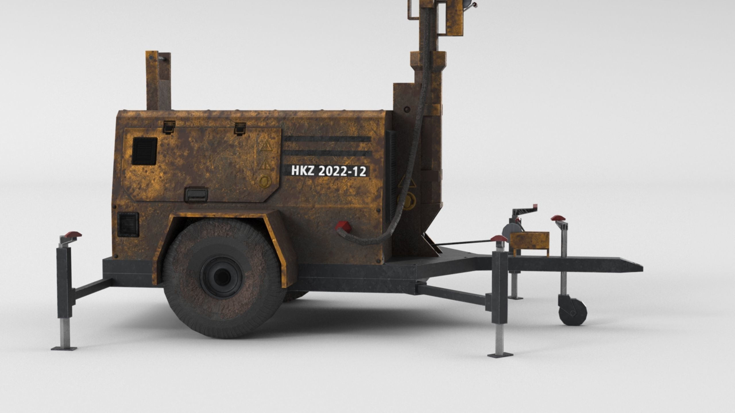 Ground Power Units 8K Rusty Mobile  Diesel Light Tower Generator Low-poly 3D model_58