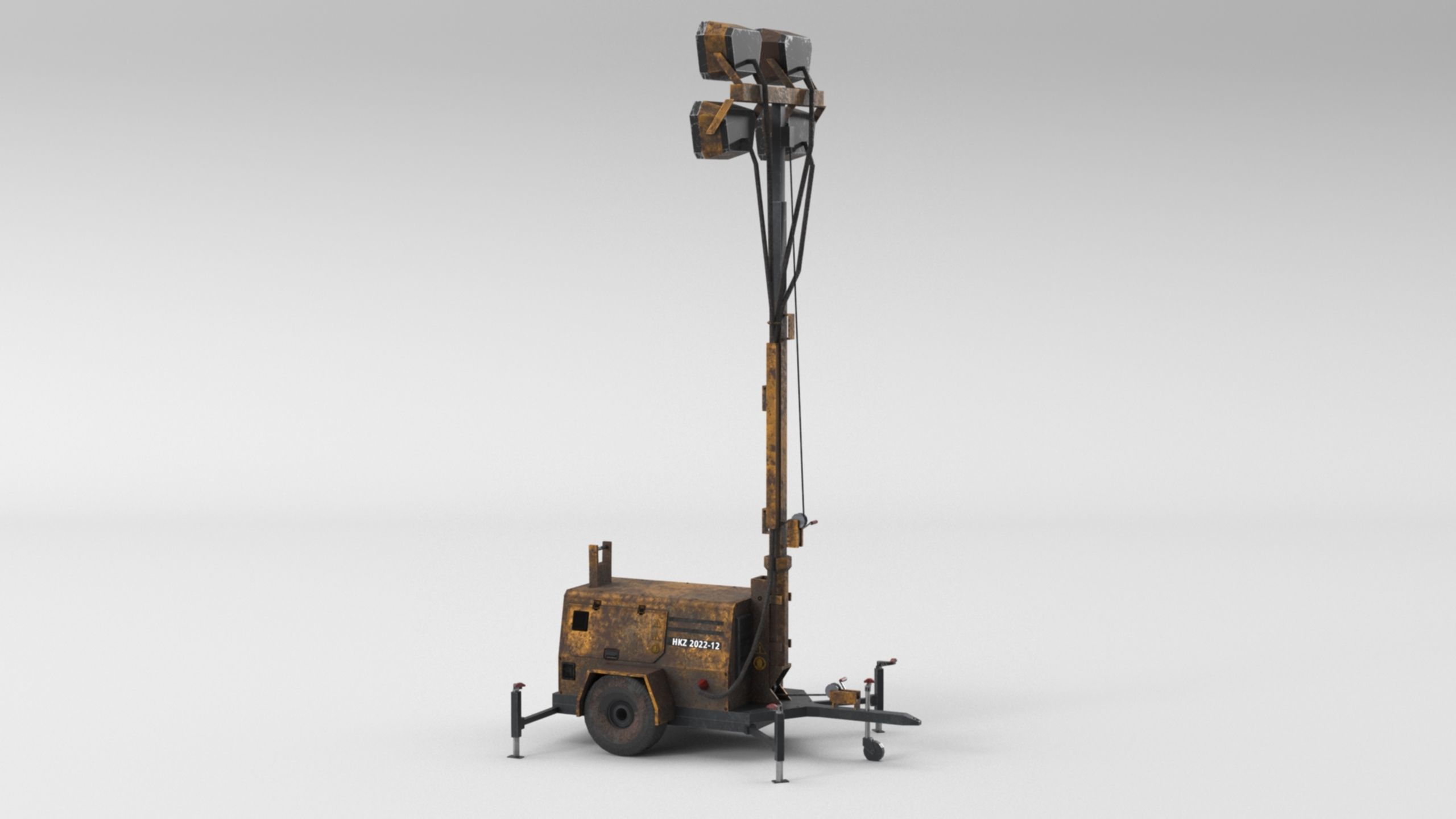 Ground Power Units 8K Rusty Mobile  Diesel Light Tower Generator Low-poly 3D model_35