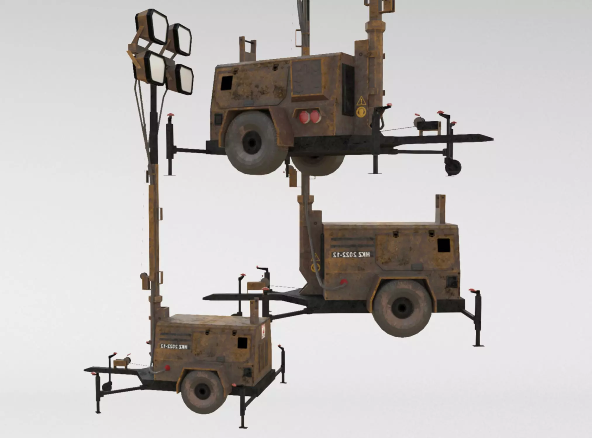 Ground Power Units 8K Rusty Mobile  Diesel Light Tower Generator Low-poly 3D model_0